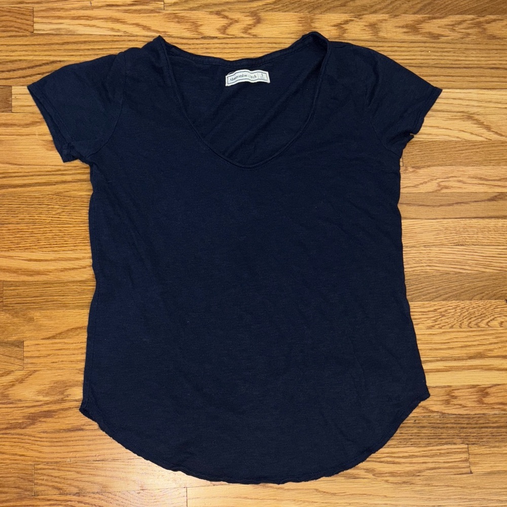 Abercrombie & Fitch Navy Short Sleeve Tee, V-Neck, Soft Material
